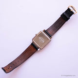 Vintage Fossil Moon Phase Tank Watch for Gents with Black Dial