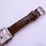 Vintage Rectangular Fossil Moon Phase Watch with Annual Calendar - Vintage Radar