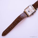 Vintage Rectangular Fossil Moon Phase Watch with Annual Calendar - Vintage Radar