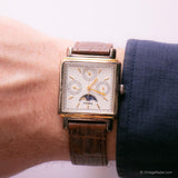 Vintage Rectangular Fossil Moon Phase Watch with Annual Calendar - Vintage Radar