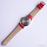 Vintage Minnie and Mickey Mouse Watch for Women with Red Leather Strap
