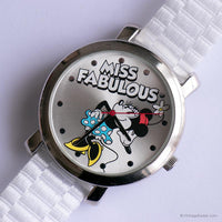 Vintage Miss Fabulous Minnie Mouse reloj para ella con correa blanca de la OTAN