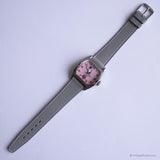 Vintage rectangular Minnie Mouse reloj para mujeres con dial rosa