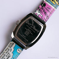 Vintage Minnie Mouse Rectangular Tank Watch with Black Leather Strap