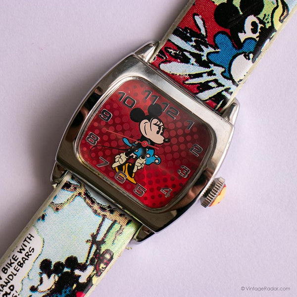 Vintage Red-Dial Minnie Mouse Watch for Women | Rectangular Tank Watch