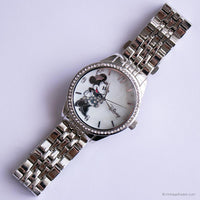 Tono de plata minimalista vintage Minnie Mouse Pulsera de mujer reloj
