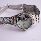Tono de plata minimalista vintage Minnie Mouse Pulsera de mujer reloj