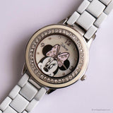 Antiguo Minnie Mouse De las mujeres reloj con piedras preciosas y pulsera blanca