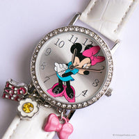 Élégant vintage Minnie Mouse Quartz montre avec lettre m charme