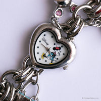 Vintage a forma di cuore Minnie Mouse Watch di braccialetto a catena con ciondoli