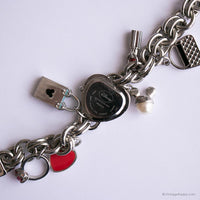 Vintage a forma di cuore Minnie Mouse Watch di braccialetto a catena con ciondoli
