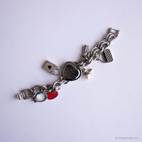 En forme de cœur vintage Minnie Mouse Bracelet de chaîne montre avec des charmes