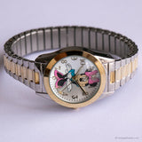 Tono plateado vintage Minnie Mouse reloj Para mujeres con bisel de tono de oro