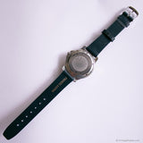 Vintage 40mm Silver-tone Calypso Day Date Mens Watch with Blue Strap