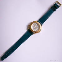 90s Vintage Gold-tone Guess Watch with Blue Strap & Indiglo Function