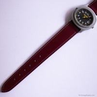 Retro Timex Quartz Watch for Women with Black Dial and Yellow Details