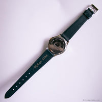 Vintage Silver-tone Pulsar Day Date Watch with White Dial & Blue Strap