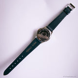 Vintage Silver-tone Pulsar Day Date Watch with White Dial & Blue Strap