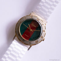 Vintage Padrino Watch with Red & Green Dial and White Nato Strap