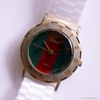 Vintage Padrino Watch with Red & Green Dial and White Nato Strap