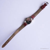 Tiny 21mm Silber-Ton Minnie Mouse Armbanduhr für Frauen Vintage