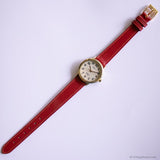 Vintage Classic Gold-tone Timex Indiglo Ladies Watch with Red Strap