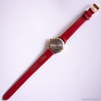 Vintage Classic Gold-tone Timex Indiglo Ladies Watch with Red Strap