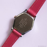 Vintage Silver-tone Citizen Hexagon Case Watch for Women Pink Strap