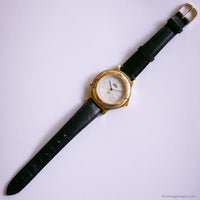 Retro Vintage Gold-tone Timex Indiglo Watch with Black Strap Unisex