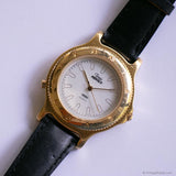 Retro Vintage Gold-tone Timex Indiglo Watch with Black Strap Unisex