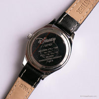 Classic Vintage Minnie Mouse Watch for Women with Black Leather Strap