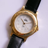 Retro Vintage Gold-tone Timex Indiglo Watch with Black Strap Unisex