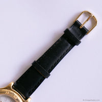 Retro Vintage Gold-tone Timex Indiglo Watch with Black Strap Unisex