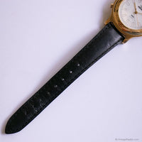 Retro Vintage Gold-tone Timex Indiglo Watch with Black Strap Unisex