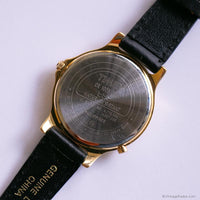 Retro Vintage Gold-tone Timex Indiglo Watch with Black Strap Unisex