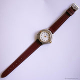 Vintage Timex Indiglo Quartz Watch with Burgundy Brown Strap Unisex