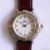 Vintage Timex Indiglo Quartz Watch with Burgundy Brown Strap Unisex