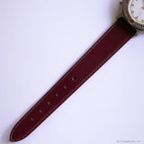 Vintage Timex Indiglo Quartz Watch with Burgundy Brown Strap Unisex