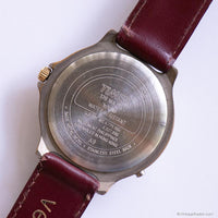 Vintage Timex Indiglo Quartz Watch with Burgundy Brown Strap Unisex