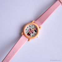 Rosa vintage Minnie Mouse Lorus Cuarzo reloj con correa de color rosa pálido