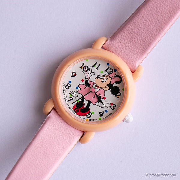 Vintage Pink Minnie Mouse Lorus Quartz Watch with Pale Pink Strap