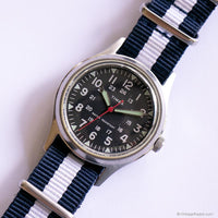 Retro Black-Dial Timex Watch with NATO Strap | Vintage Men's Timex Watch