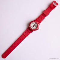 Vintage roja Minnie Mouse Cuarzo reloj para chicas con correa roja