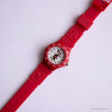 Vintage roja Minnie Mouse Cuarzo reloj para chicas con correa roja