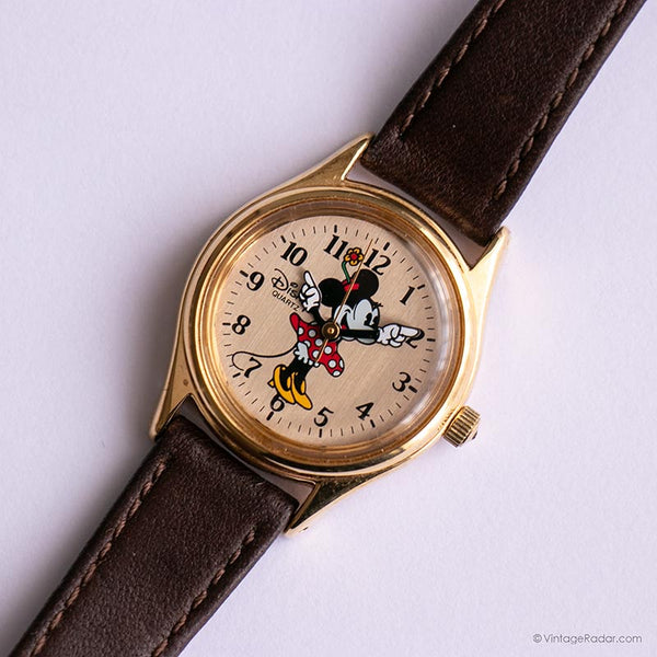 Vintage Gold-tone Minnie Mouse Watch for Women by Disney Time Works