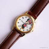 Jahrgang Minnie Mouse Uhr mit braunem Gurt SII Marketing von Seiko