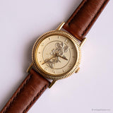 Moneda de oro vintage Minnie Mouse reloj con correa marrón sii por Seiko