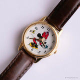 Tono de oro vintage Minnie Mouse con mariposas reloj Sii por Seiko