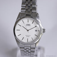 35mm Vintage Silver-tone ADEC Watch | Minimalist Unisex Date Watch