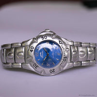 Vintage 38mm Silver-tone Slazenger Quartz Watch with Blue Dial Unisex